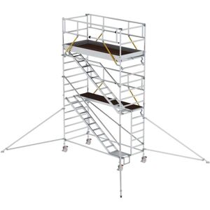 Munk Günzburger Steigtechnik MUNK Rollgerüst SG mit Schrägaufstiegen 1,35x3,00m und Ausleger 6,47m AH