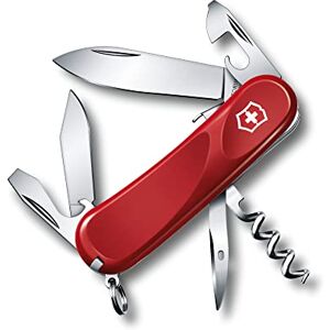 Victorinox Taschenmesser Evolution S101, Schweizer Taschenmesser (Swiss Army Knife mit 12 Funktionen: Feststellklinge, Korkenzieher) rot