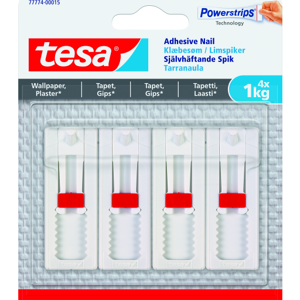 Tesa Powerstrips Klæbesøm 1 Kg 4-Pak Justerbare I Hvid