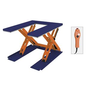 Edmolift Mesa elevadora plana, forma en U, anchura de plataforma 1180 mm, elemento de mando manual