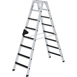 MUNK Escalera tipo tijera de peldaños planos CLIP-STEP, de ascenso por dos lados, acanalado, 2 x 8 peldaños