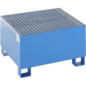 eurokraft basic Cubeta colectora de acero para bidones de 200 l, L x A x H 800 x 800 x 465 mm, con homologación, con recubrimiento en polvo azul, con rejilla