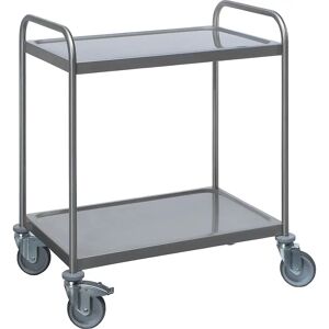 kaiserkraft Carrito de servicio de acero inoxidable, 2 pisos, ruedas galvanizadas, cubiertas de caucho, L x A x H 870 x 570 x 970 mm, a partir de 3 unid.