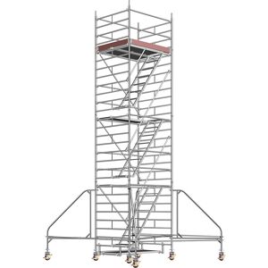 Layher Andamio rodante universal, con escalera, plataforma de 1,80 x 1,50 m, altura de andamio 7,43 m