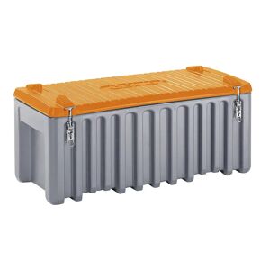 CEMO Caja universal de polietileno, capacidad 250 l, carga máx. 200 kg, gris / naranja
