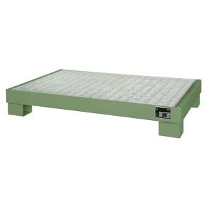 eurokraft pro Cubeta colectora de acero para bidón de 60 l, L x A x H 800 x 1300 x 205 mm, pintado en verde abeto RAL 6011, con rejilla