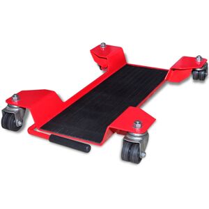 vidaXL Plataforma rodante dolly para motocicletas roja