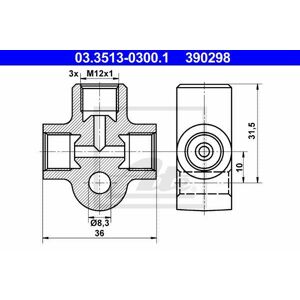 ATE Piezas distribuidoras/unión, tuberías (Ref: 03.3513-0300.1)