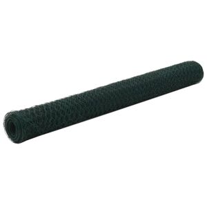 vidaXL Alambrada de gallinero acero revestimiento PVC verde 25x1,2 m