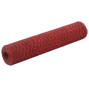 vidaXL Alambrada de gallinero acero revestimiento PVC rojo 25x0,75 m