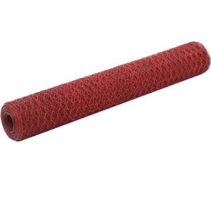 vidaXL Alambrada de gallinero acero revestimiento PVC rojo 25x1 m