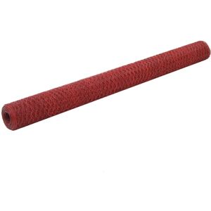 vidaXL Alambrada de gallinero acero revestimiento PVC rojo 25x1,5 m