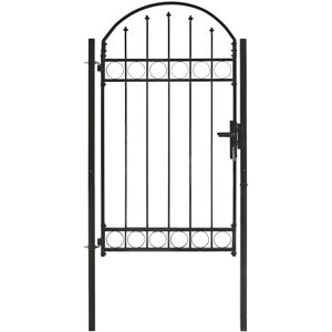 vidaXL Puerta de jardín con arco superior 100x175 cm acero negro