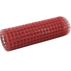 vidaXL Alambrada de gallinero acero revestimiento PVC rojo 10x0,5 m