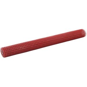 vidaXL Alambrada de gallinero acero revestimiento PVC rojo 25x1,5 m