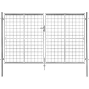 vidaXL Puerta de jardín de acero galvanizado plateado 306x200 cm