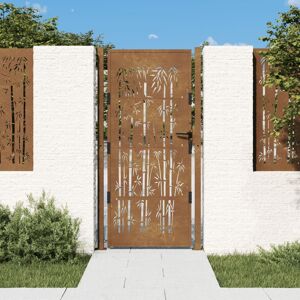 vidaXL Puerta de jardín acero corten diseño bambú 105x205 cm