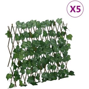 vidaXL Enrejado expansible de parra artificial verde 5 uds 190x60 cm