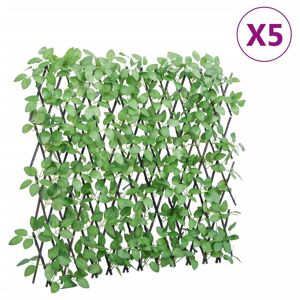 vidaXL Enrejado expansible hiedra artificial verde 5 uds 180x65 cm