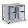 kaiserkraft Carro de acero inoxidable con recipientes, 4 recipientes de 53 l, L x A x H 970 x 660 x 790 mm