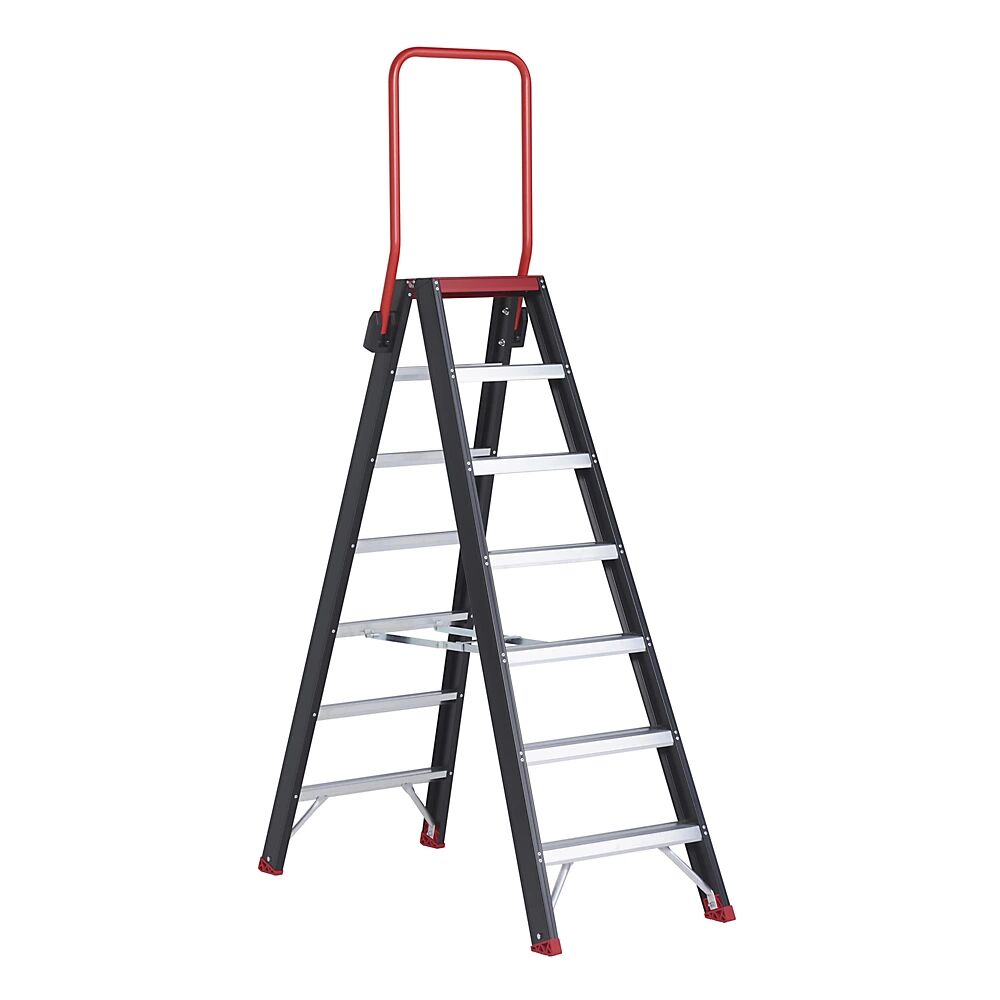 Altrex Escalera tipo tijera de seguridad, ascenso por ambos lados, 2 x 7 peldaños