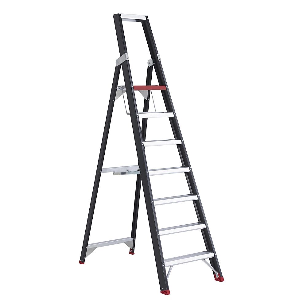 Altrex Escalera tipo tijera de seguridad, ascenso por un lado, 7 peldaños incl. plataforma