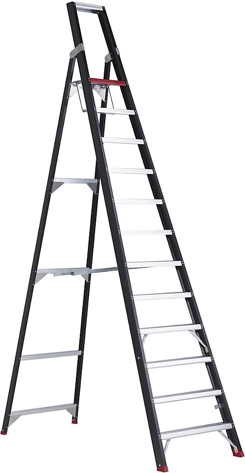 Altrex Escalera tipo tijera de seguridad, ascenso por un lado, 12 peldaños incl. plataforma