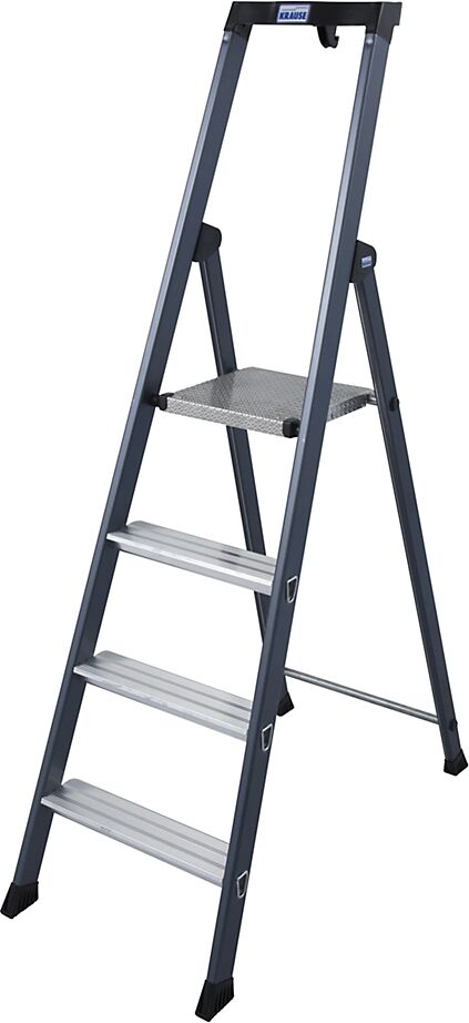 KRAUSE Escalera tipo tijera de peldaños planos de aluminio, anodizada, 4 peldaños