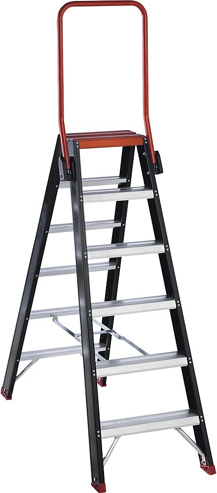 Altrex Escalera tipo tijera de seguridad, ascenso por ambos lados, 2 x 6 peldaños