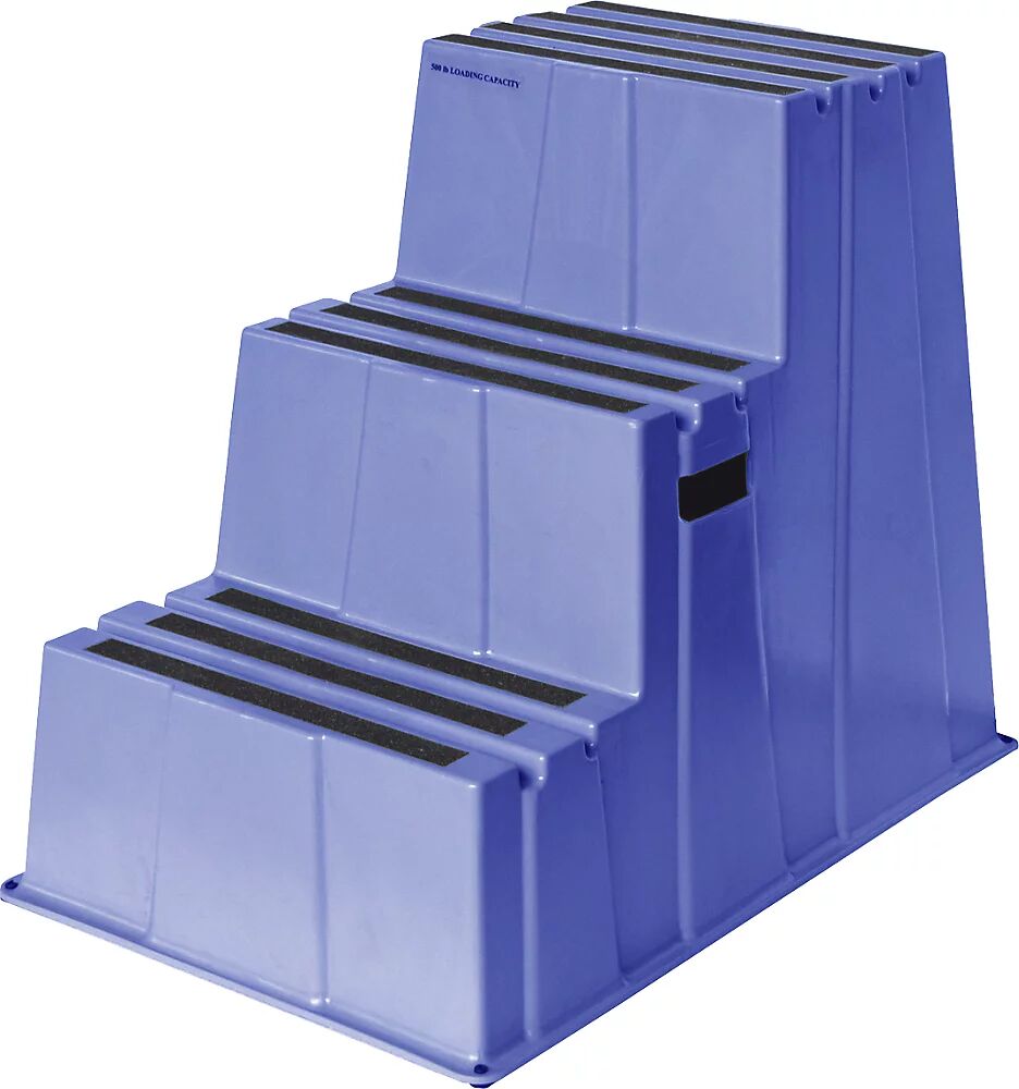 Twinco Escalerilla de plástico con peldaños antideslizantes, carga máx. 150 kg, 3 peldaños, en azul