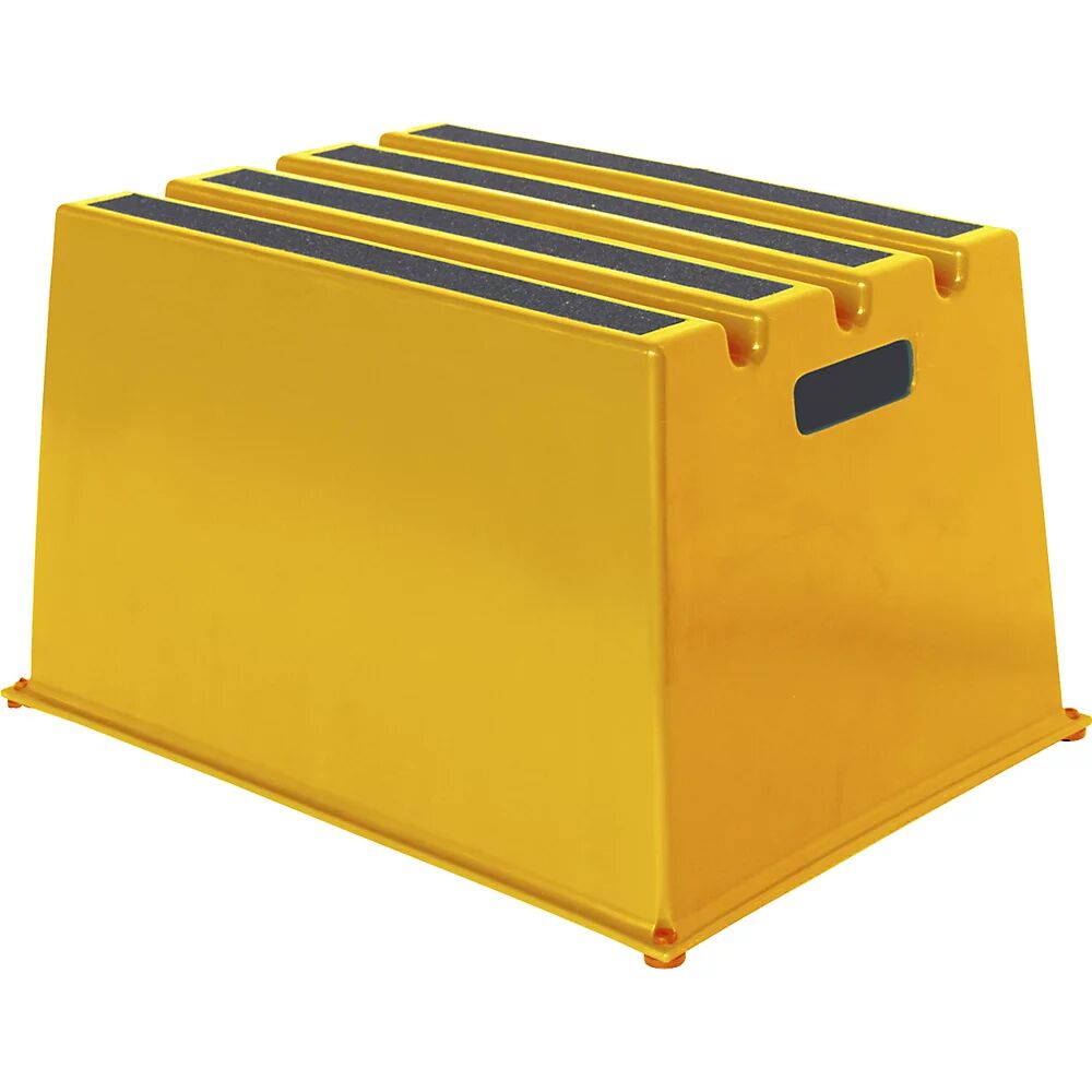 Twinco Escalerilla de plástico con peldaños antideslizantes, carga máx. 150 kg, 1 peldaño, en amarillo
