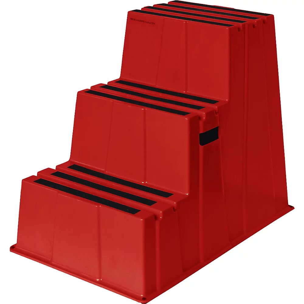 Twinco Escalerilla de plástico con peldaños antideslizantes, carga máx. 150 kg, 3 peldaños, en rojo