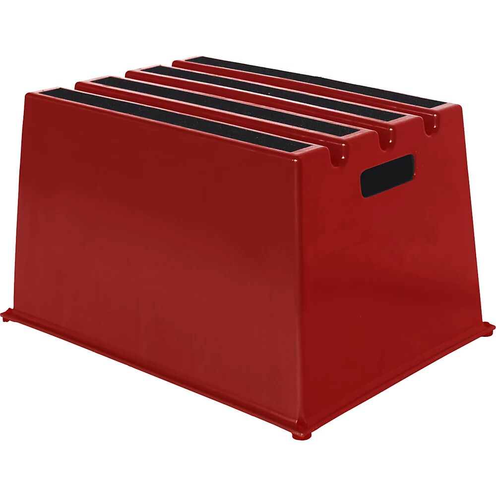Twinco Escalerilla de plástico con peldaños antideslizantes, carga máx. 150 kg, 1 peldaño, en rojo