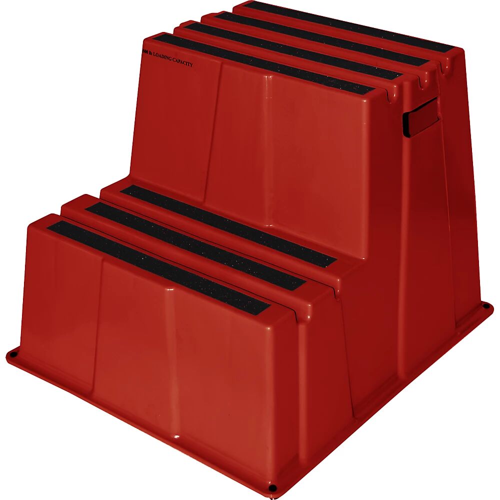 Twinco Escalerilla de plástico con peldaños antideslizantes, carga máx. 150 kg, 2 peldaños, en rojo