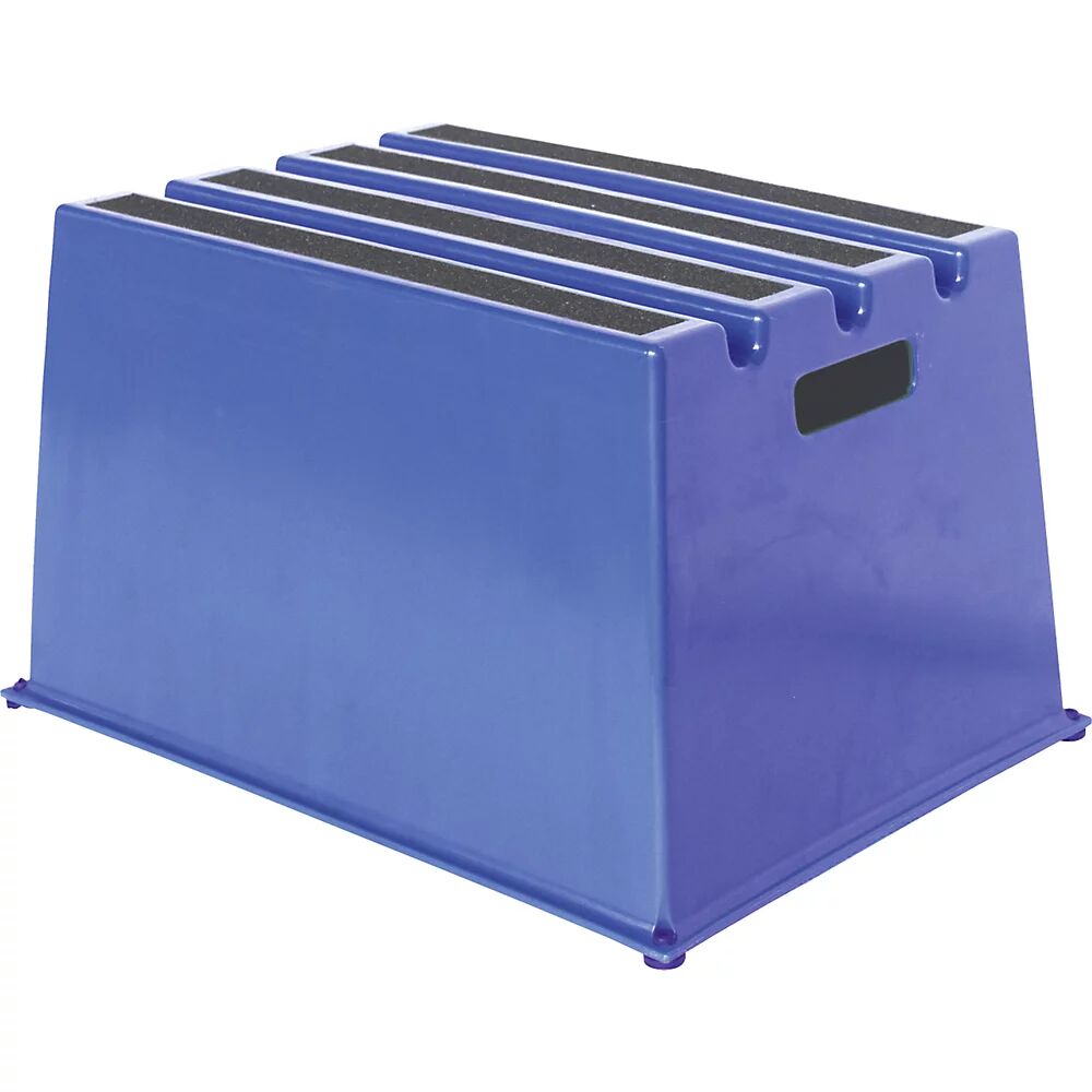 Twinco Escalerilla de plástico con peldaños antideslizantes, carga máx. 150 kg, 1 peldaño, en azul