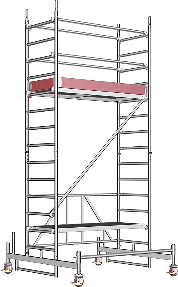 Layher Andamio plegable de aluminio ZIFA, plataforma de 1,80 x 0,75 m, altura de andamio 3,98 m