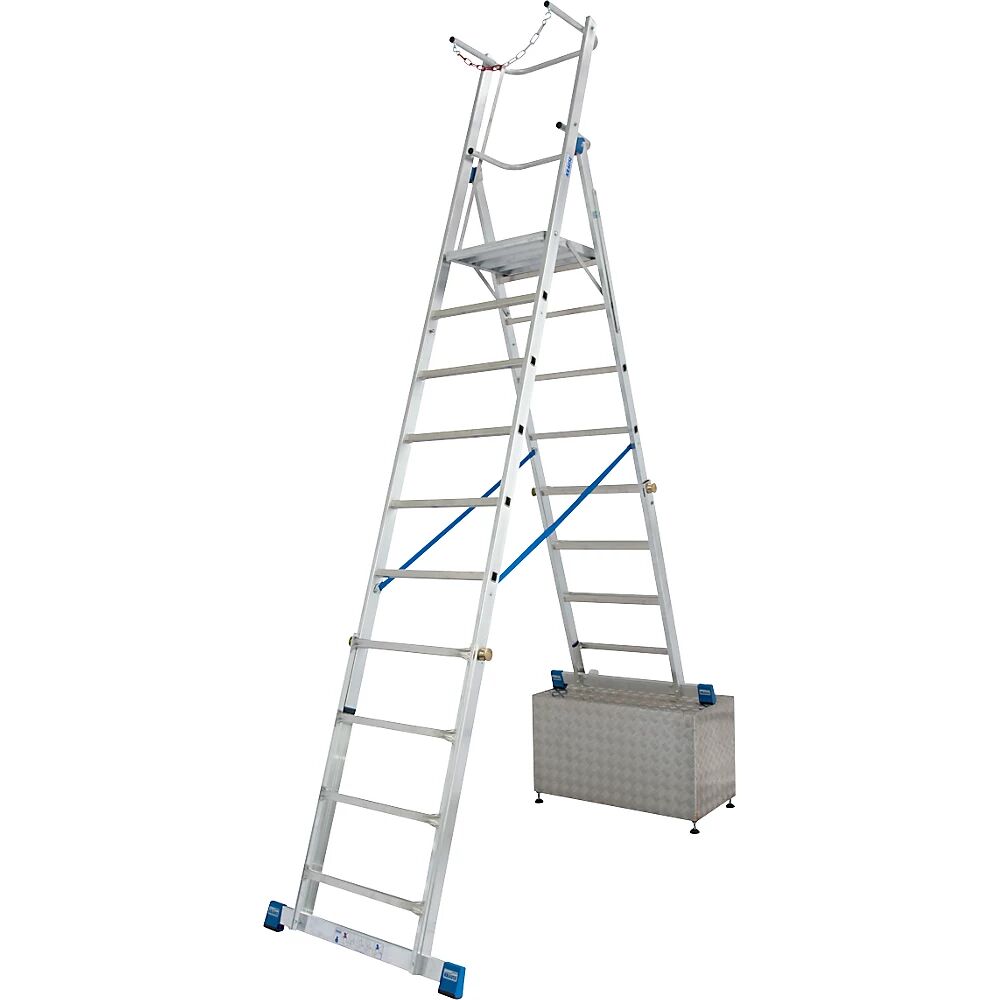 KRAUSE Escalera telescópica de plataforma, de altura regulable gracias al sistema ClickMatic, 8 - 10 peldaños estrechos