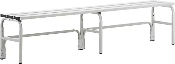 Sypro Banco de acero inoxidable para vestuarios, H x P 450 x 350 mm, longitud 1500 mm, gris luminoso