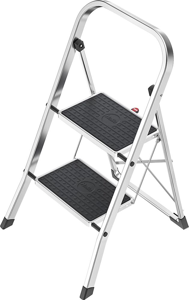 Hailo Escalerilla plegable K70 StandardLine, armazón de aluminio, carga máx. 150 kg, 2 peldaños, altura entre peldaños 460 mm