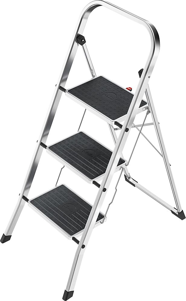 Hailo Escalerilla plegable K70 StandardLine, armazón de aluminio, carga máx. 150 kg, 3 peldaños, altura entre peldaños 690 mm