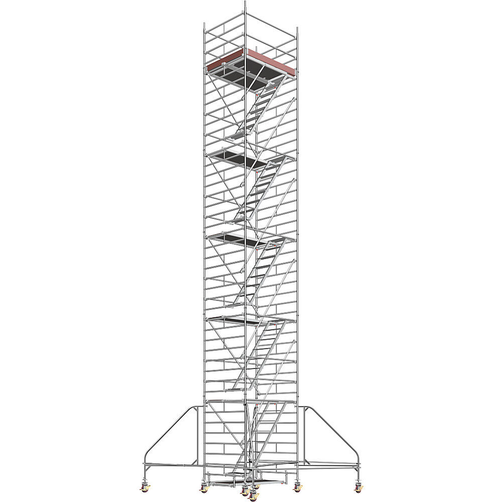 Layher Andamio rodante universal, con escalera, plataforma de 1,80 x 1,50 m, altura de andamio 11,43 m