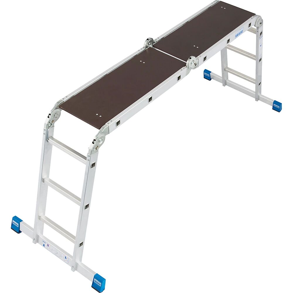KRAUSE Escalera universal articulada STABILO, se puede usar como escalera de mano o de tijera y como plataforma de trabajo, 4 x 3 peldaños estrechos