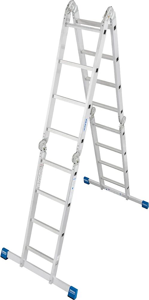 KRAUSE Escalera universal articulada STABILO, se puede usar como escalera de mano o de tijera, 4 x 4 peldaños estrechos