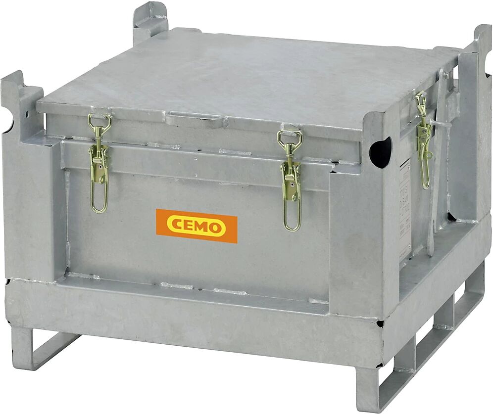 CEMO Recipiente de acero para recogida y transporte de baterías, capacidad 120 l, homologación UN, L x A x H 715 x 715 x 580 mm, a partir de 2 unid.