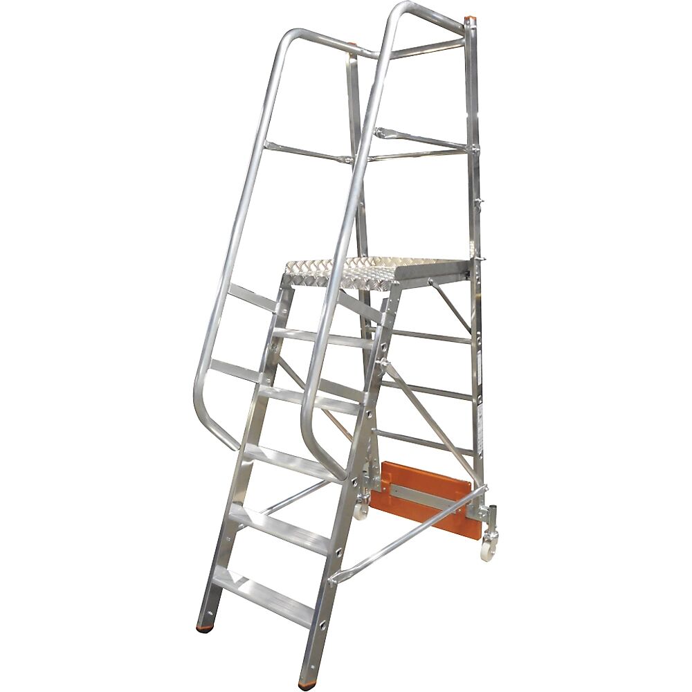 KRAUSE Escalera de plataforma de aluminio STABILO Vario compact, para pasillos estrechos, anchura 820 mm, 6 peldaños