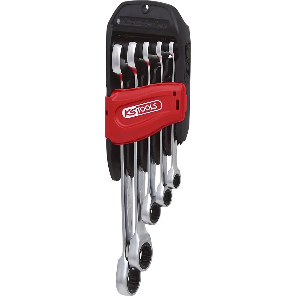 KS Tools Juego de llaves combinadas de trinquete GEARplus, ancho de llave 8 - 19 mm, 5 piezas