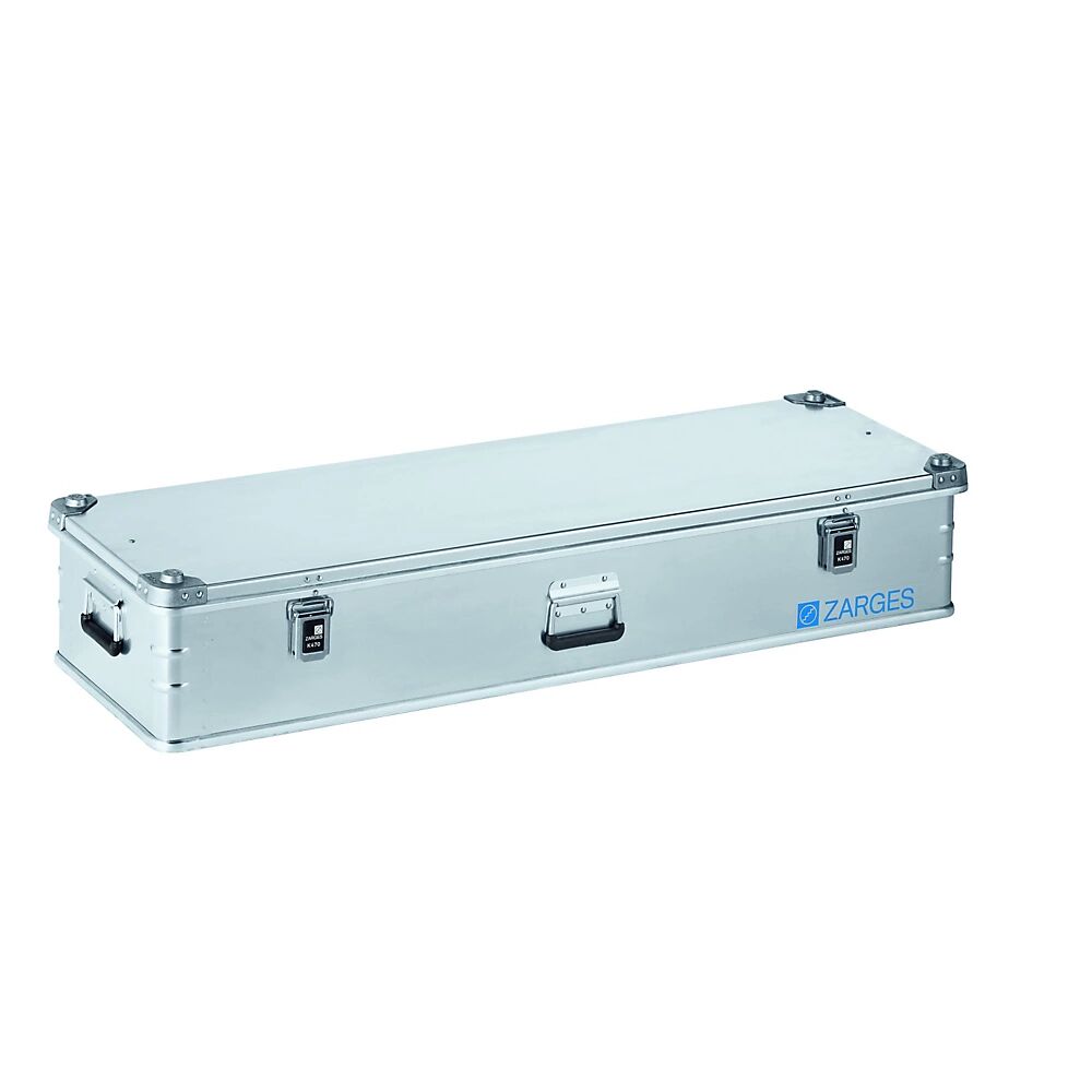 ZARGES Caja de transporte de aluminio, capacidad 119 l, L x A x H interiores 1350 x 400 x 220 mm, modelo robusto