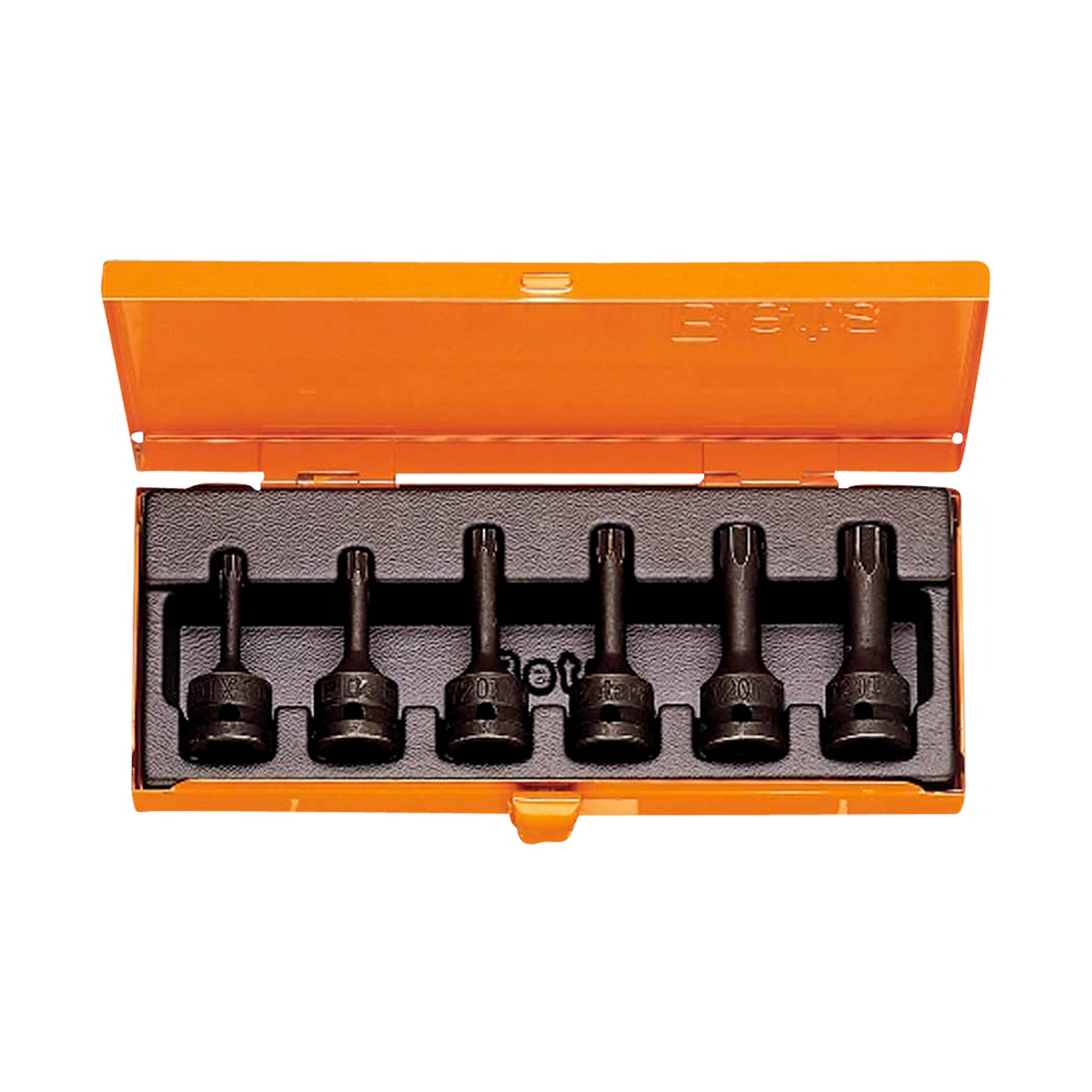 Beta Tools 6 llaves de vaso macho de impacto para tornillos con huella Torx® en caja metálica