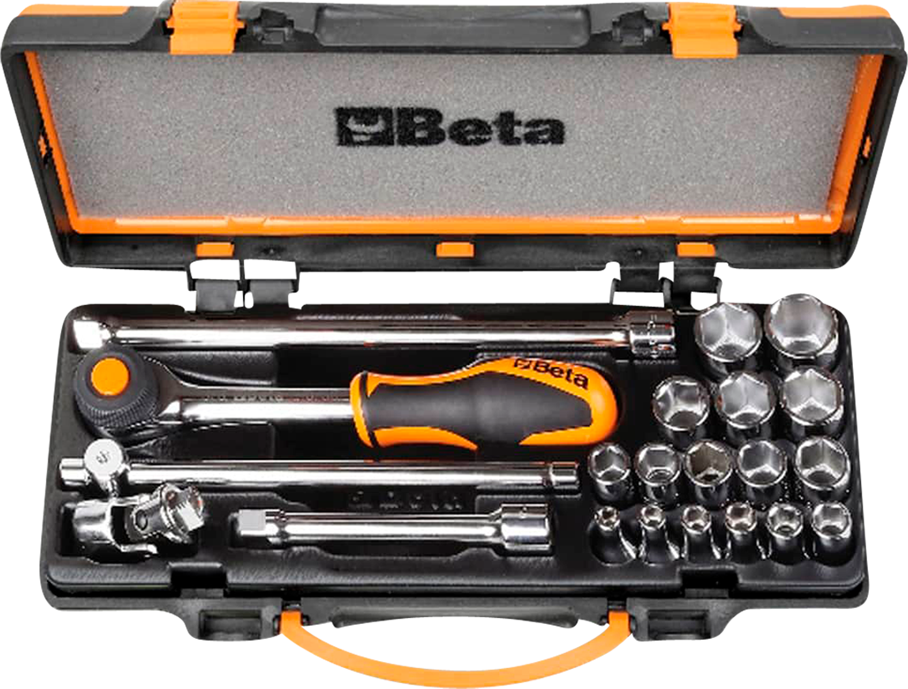 Beta Tools Juego de 16 Llaves de Vaso Hexagonales + 5 Accesorios Termoformados Suaves en Caja de Metal