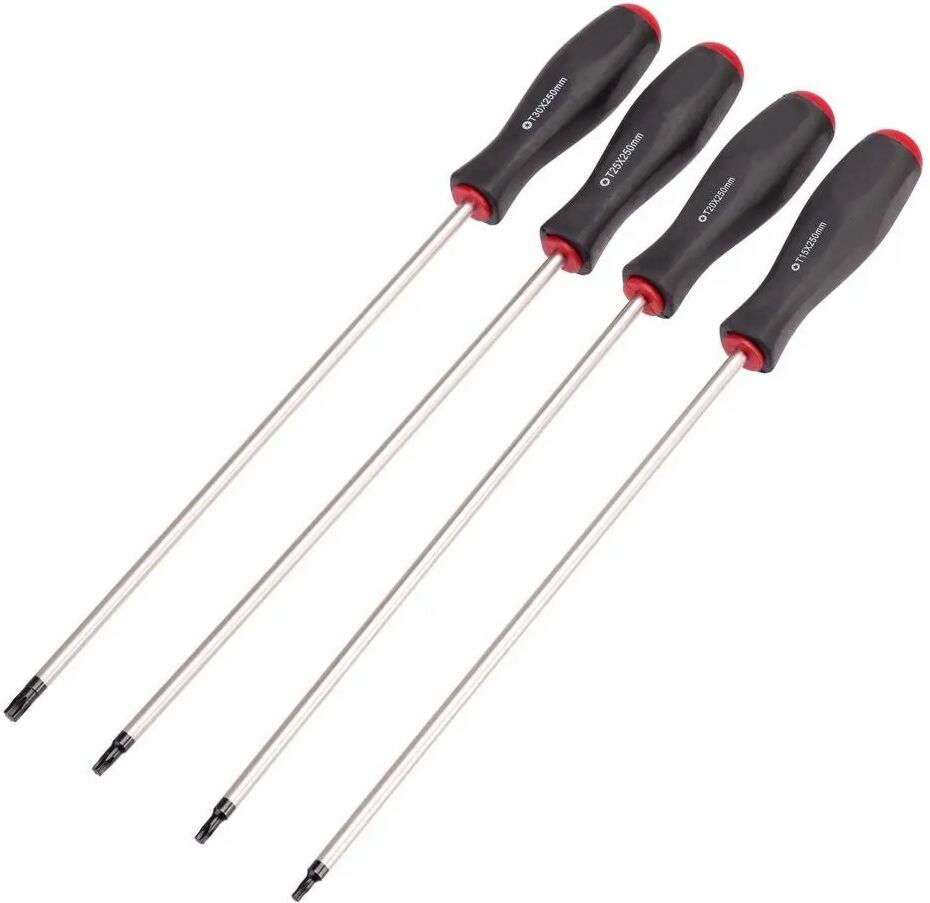 Neilsen Juego de 4 destornilladores extra largos con puntas Torx. 350 mm